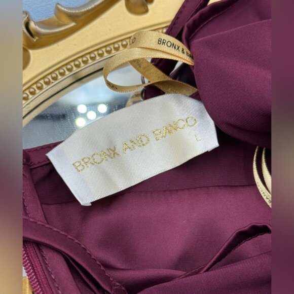 🆕 BRONX & BANCO 🧿 NWOT Leo Burgundy Silk-Blend Maxi Dress Gown, Sz L US 8 - Picture 14 of 15